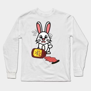 Funny Bunny Spills BBQ Sauce Long Sleeve T-Shirt